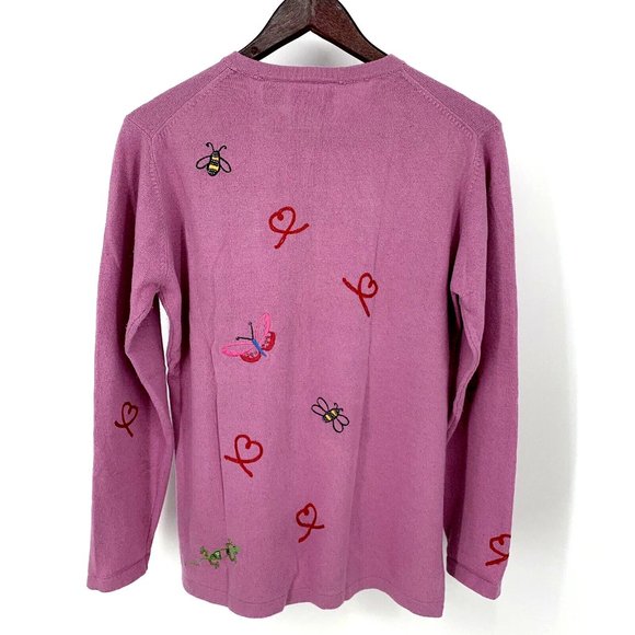 Vintage‎ Michael Simon Embroidered Butterfly Heart Bee Sweater Women Sz Medium - Picture 7 of 7